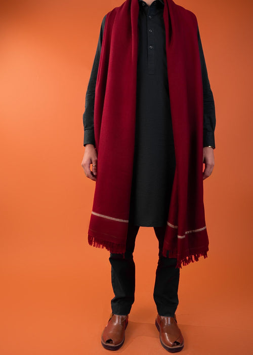 Gents Premium Winter Shawl – Red Color | Royal Boutique