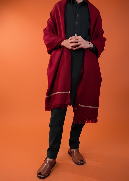 Gents Premium Winter Shawl – Red Color | Royal Boutique