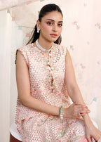 Elan Luxury Lawn Collection Design - Heavy Embroidery Suit with Stripe Net Dupatta