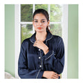 Women’s Blue Silk Pajama Set – Luxury Satin Nightwear Two-Piece Suit