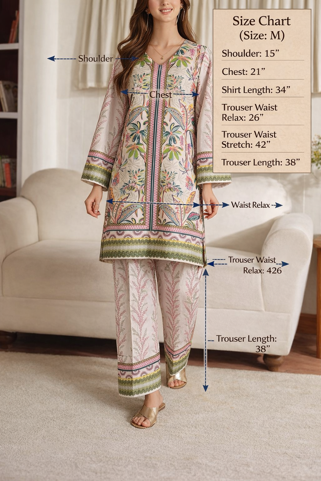 New Arrival Stitched 2 Piece Printed Suit for Women – Premium Grip Four Season Shirt & Trouser (Size M)