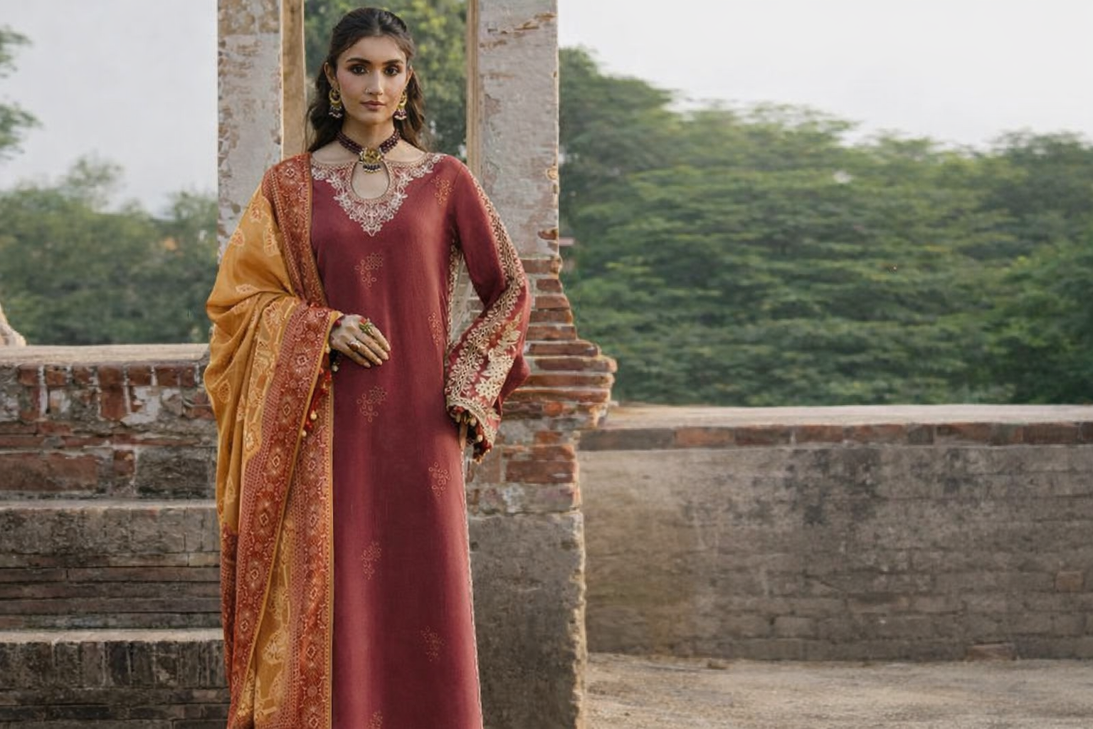 Airjet Pure Lawn Suit | Heavy Embroidered Front & Sleeves with Chiffon Dupatta