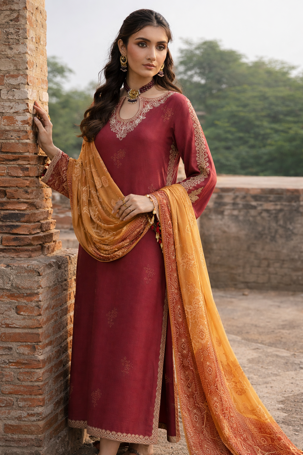 Airjet Pure Lawn Suit | Heavy Embroidered Front & Sleeves with Chiffon Dupatta