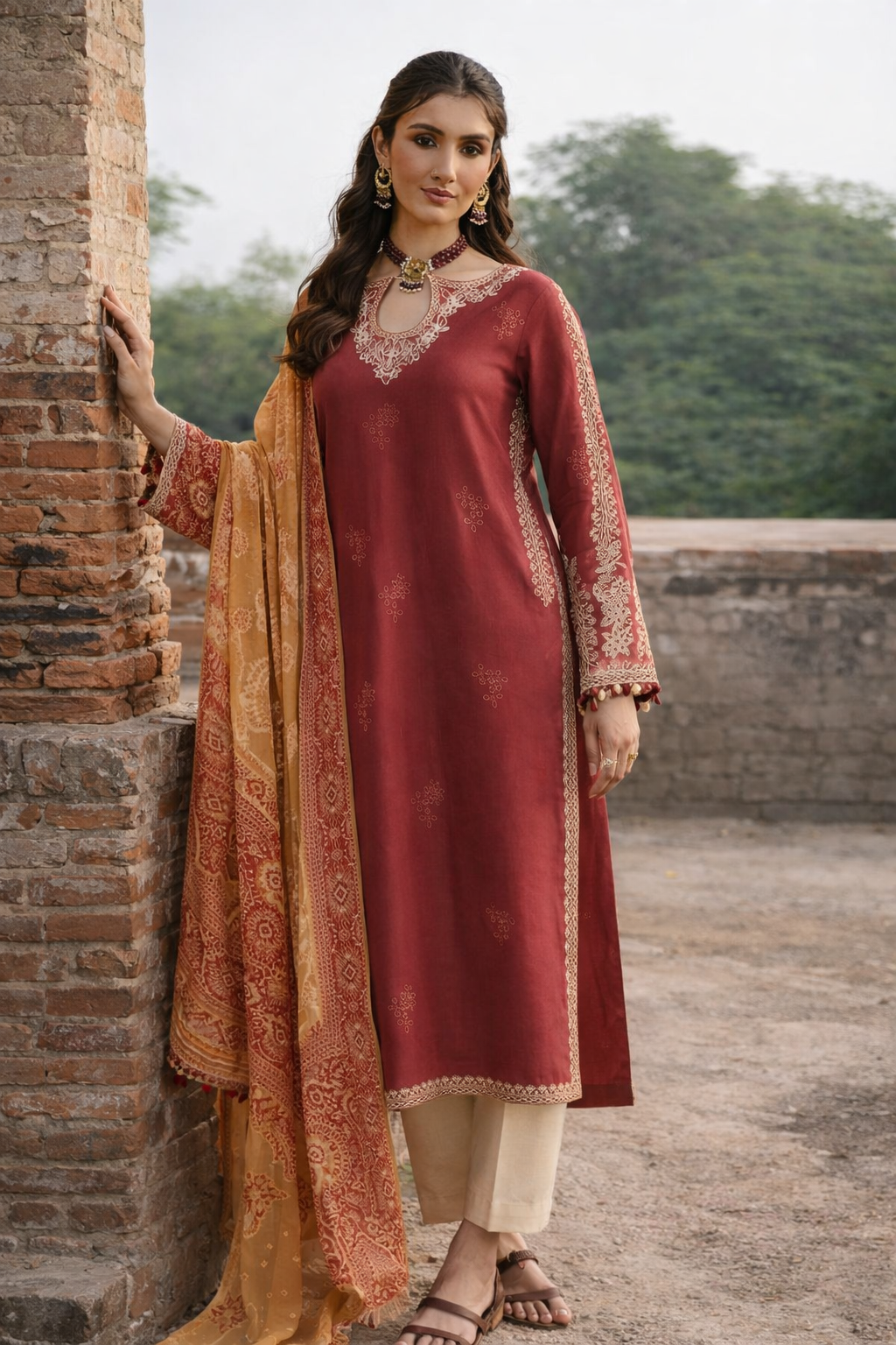 Airjet Pure Lawn Suit | Heavy Embroidered Front & Sleeves with Chiffon Dupatta