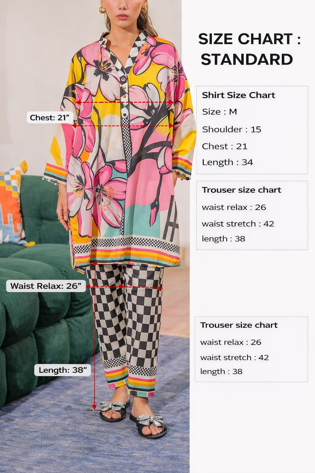 New Arrival Stitched 2 Piece Printed Suit for Women – Premium Grip Four Season Shirt & Trouser (Size M)