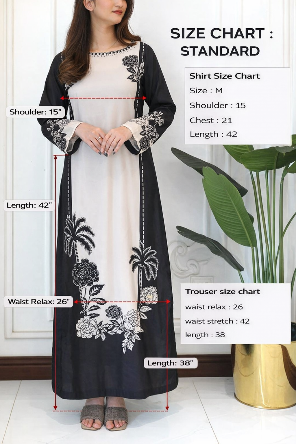 Stitched 2 Piece Printed Suit for Women – Premium Grip Four Season Shirt & Trouser (Size M)
