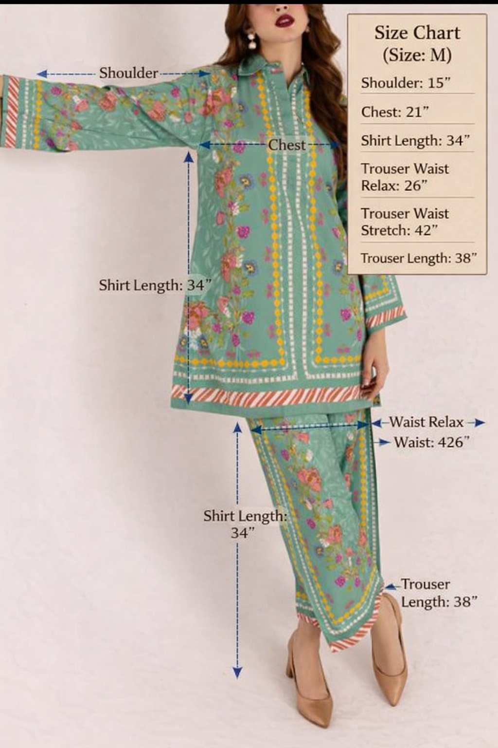 New Arrival Stitched 2 Piece Printed Suit for Women – Premium Grip Four Season Shirt & Trouser (Size M)