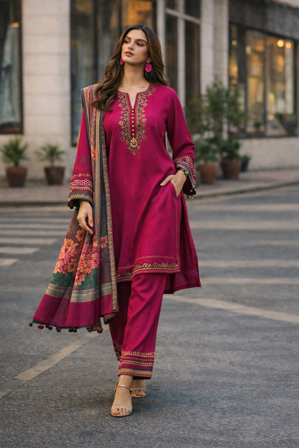 Pure Lawn Suit | Heavy Embroidered Lawn with Chiffon Dupatta