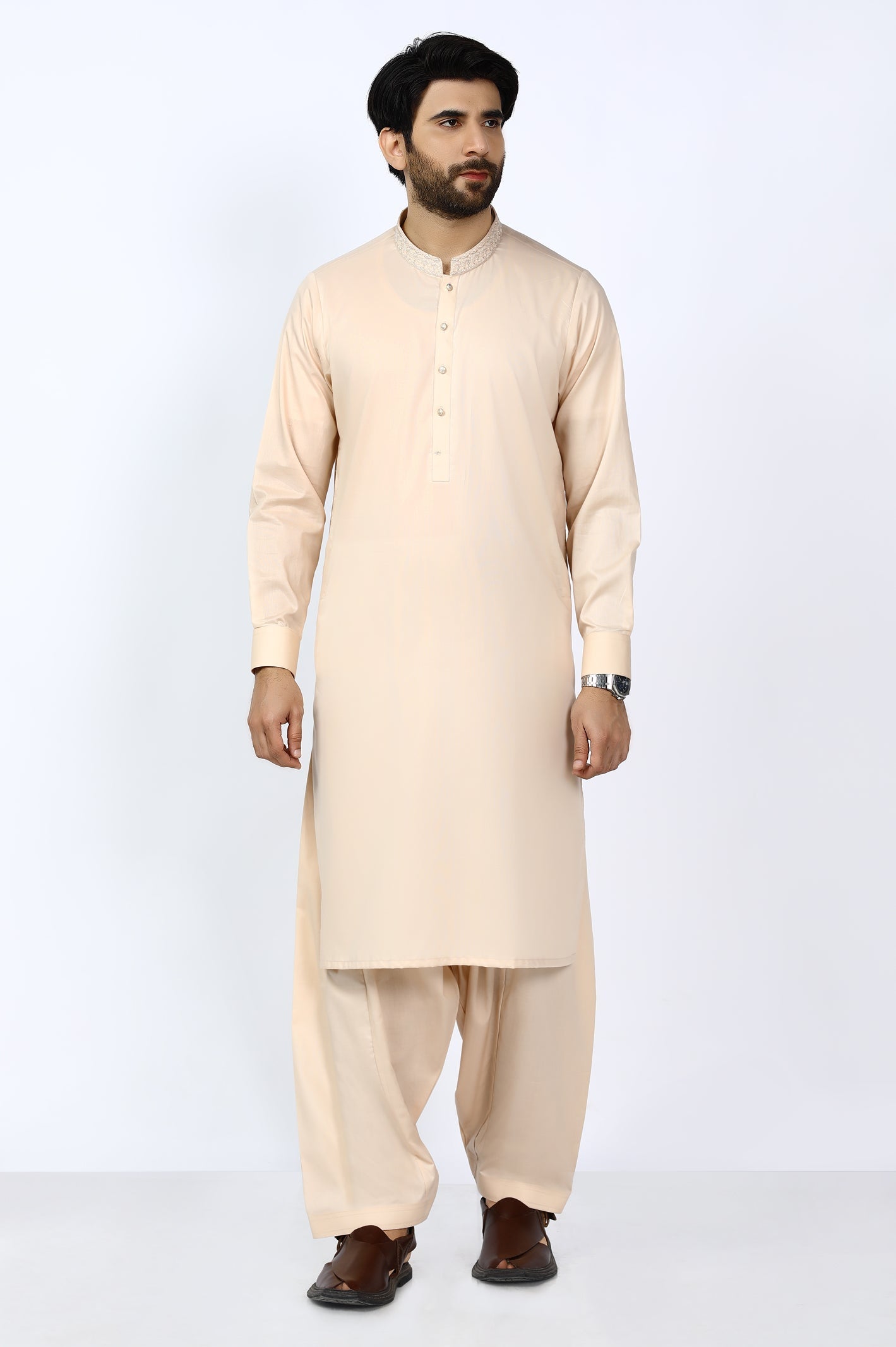 Peach Cotton Shalwar Kameez