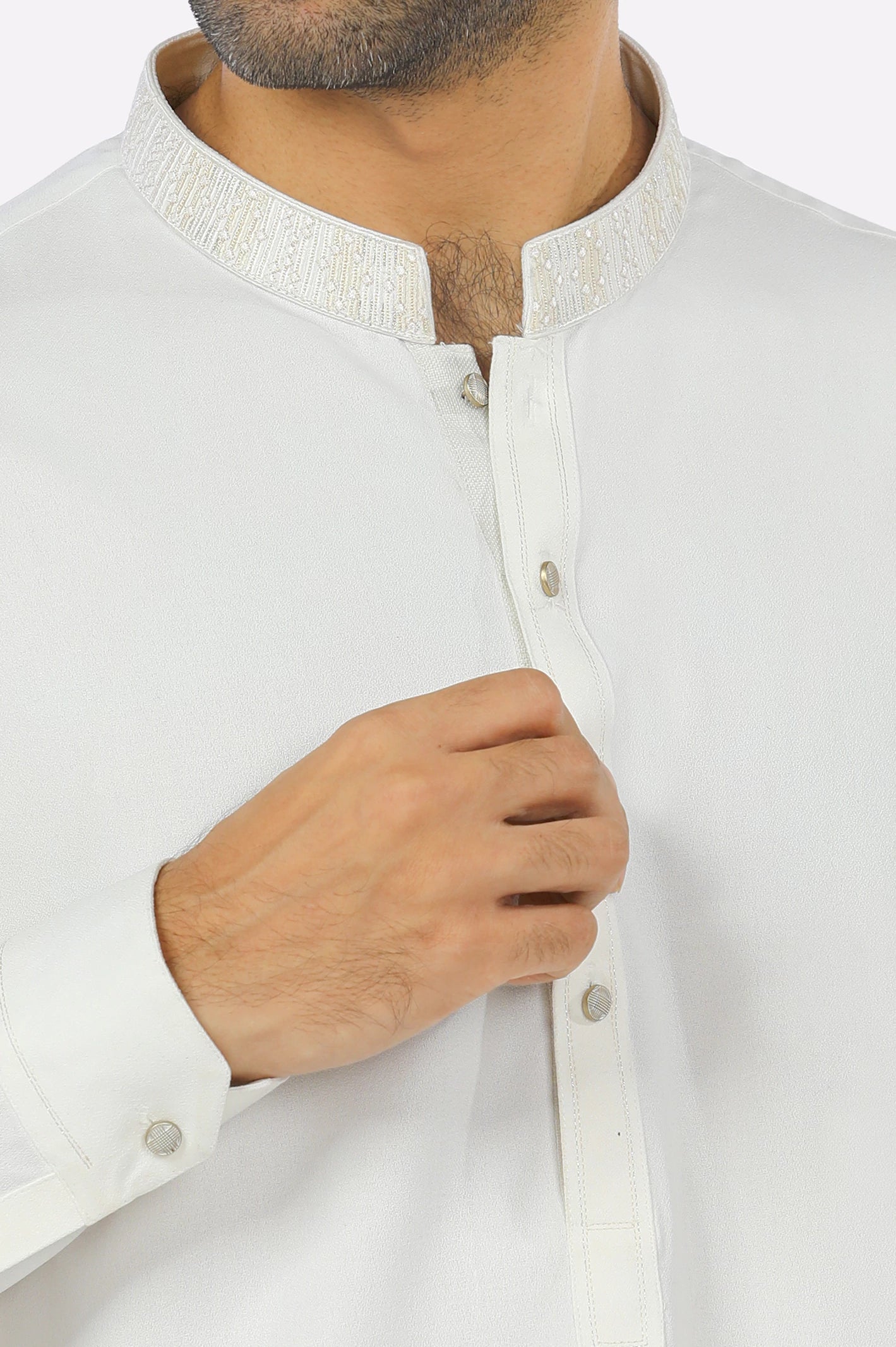 Off White Rayon Blend Shalwar Kameez