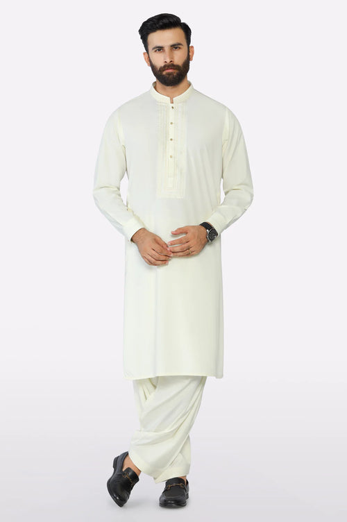 Cream Wash & Wear Shalwar Kameez