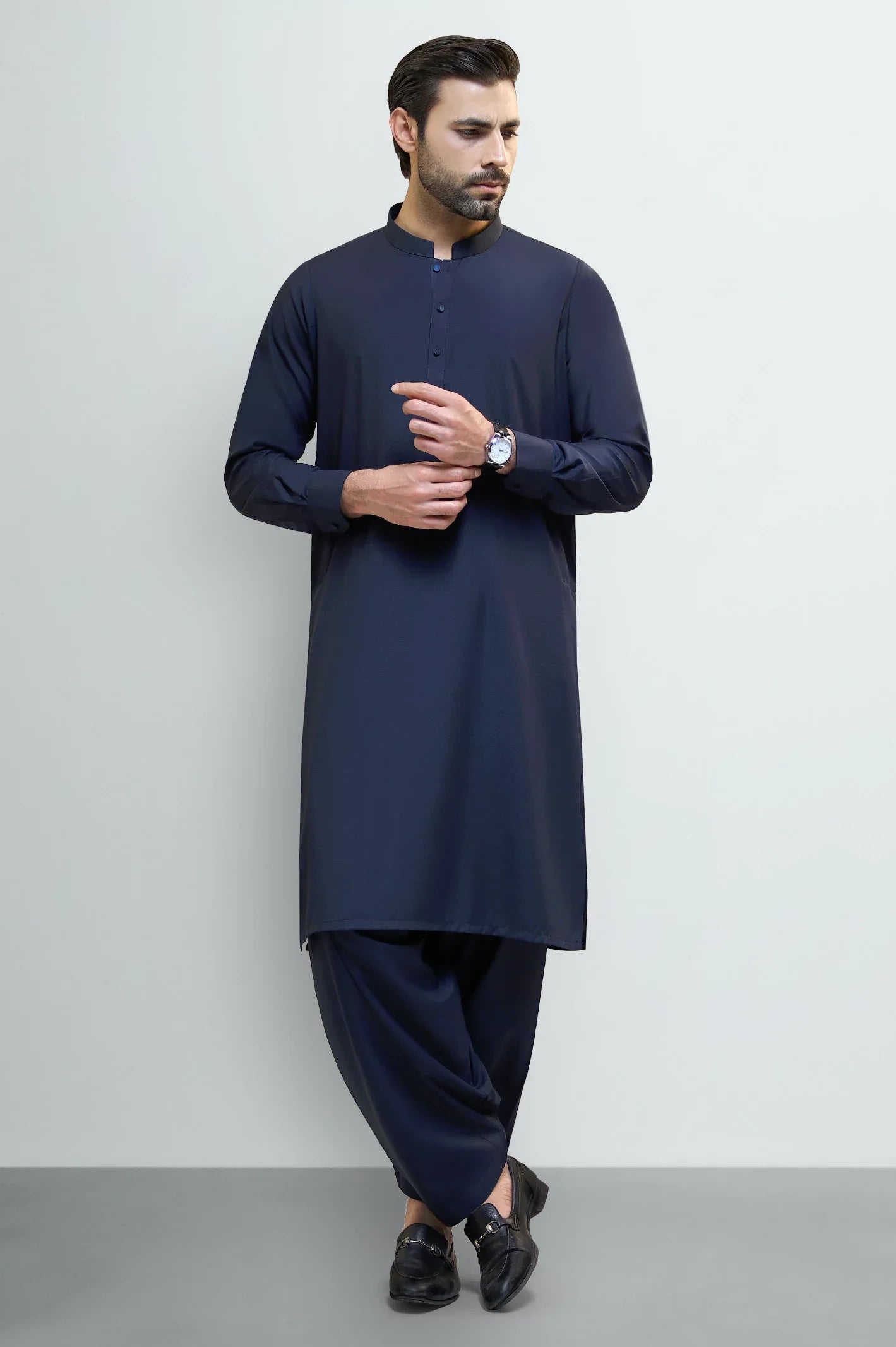 Navy Blue Wash & Wear Shalwar Kameez