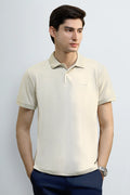 Beige Tipping Collar Polo