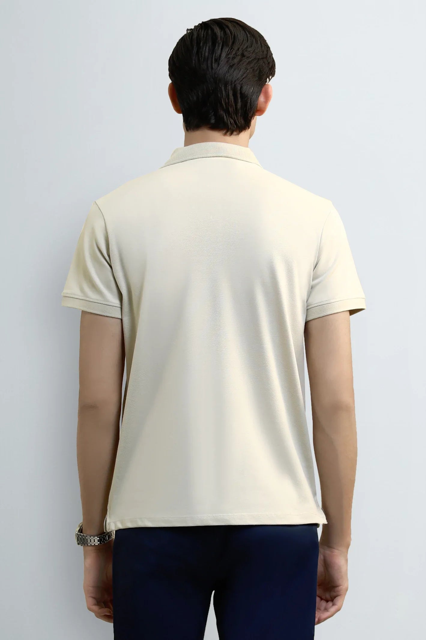 Beige Tipping Collar Polo