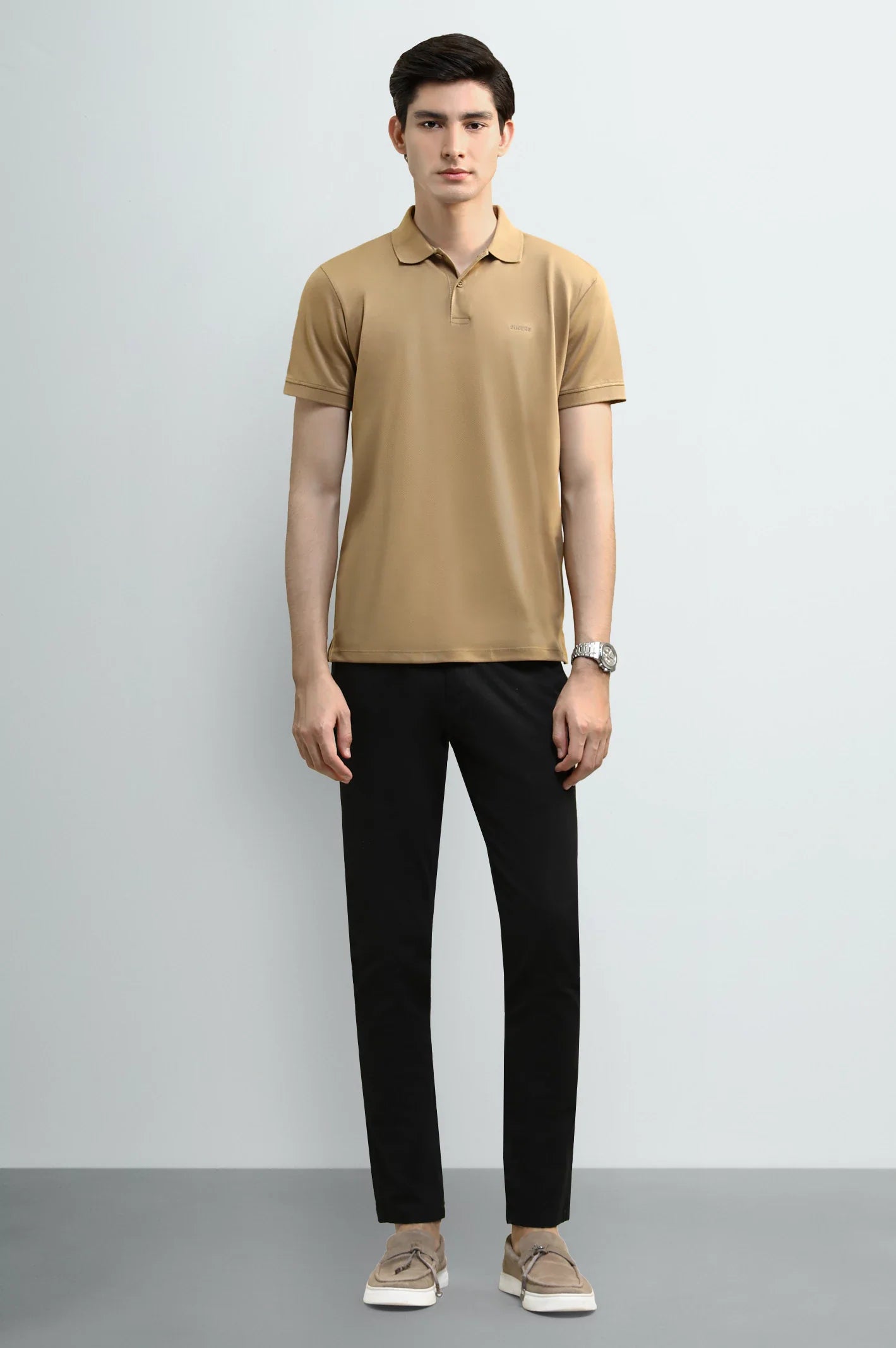 Brown Tipping Collar Polo