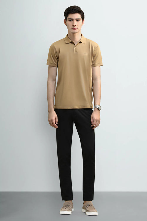 Brown Tipping Collar Polo