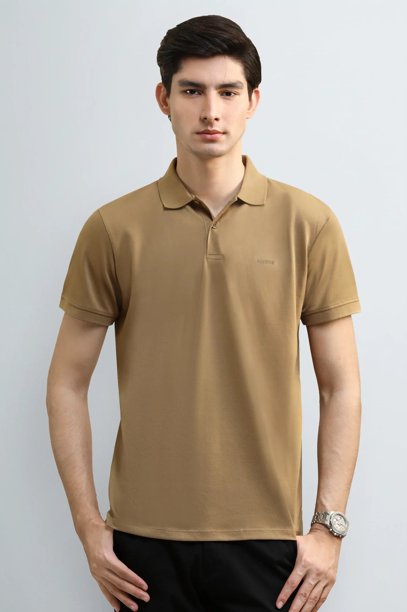 Brown Tipping Collar Polo