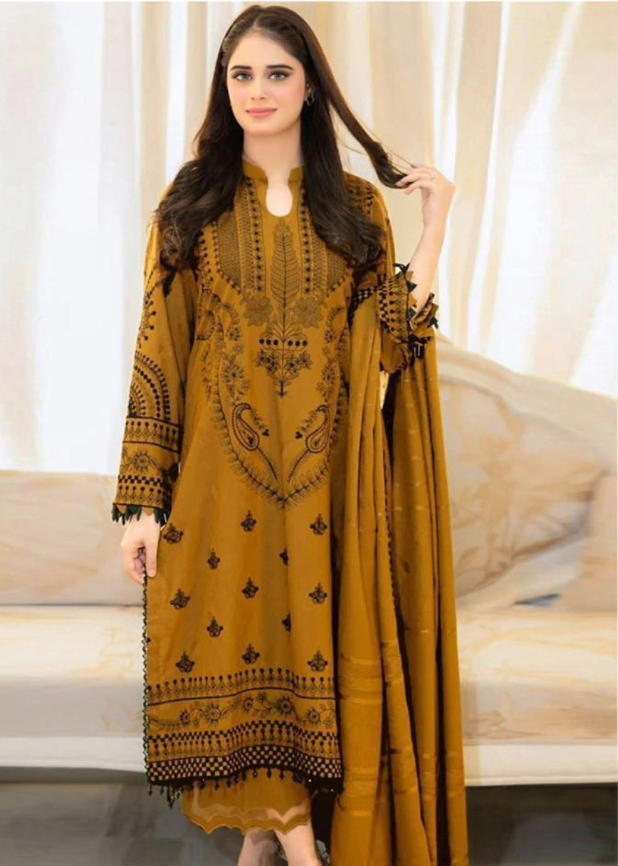 Luxury Airjet Lawn Heavy Embroidered Suit with Digital Printed Chiffon Dupatta