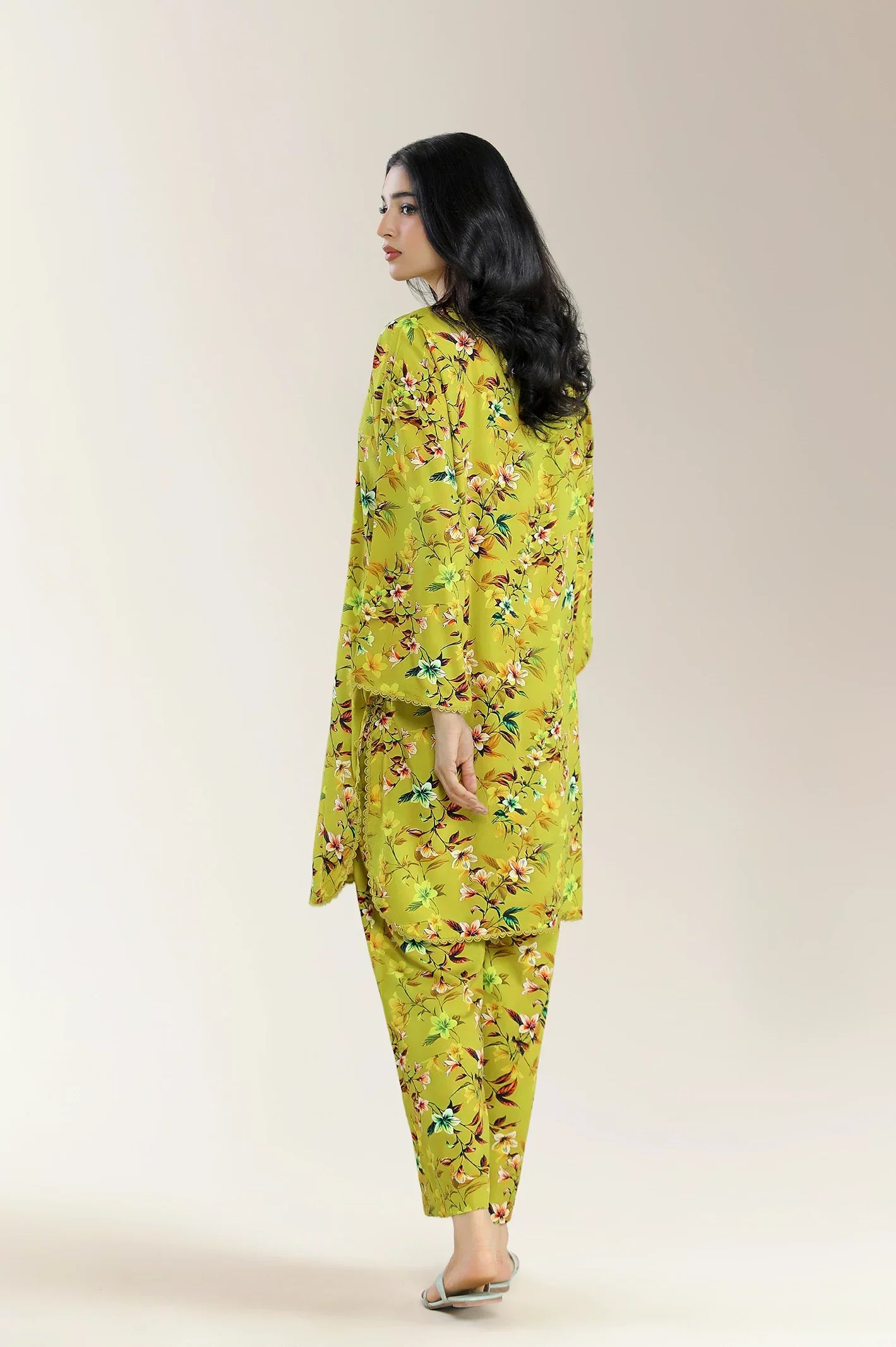 Printed Viscose Linen Olive 2Pc