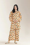 Printed Viscose Linen-Light Peach 2Pc
