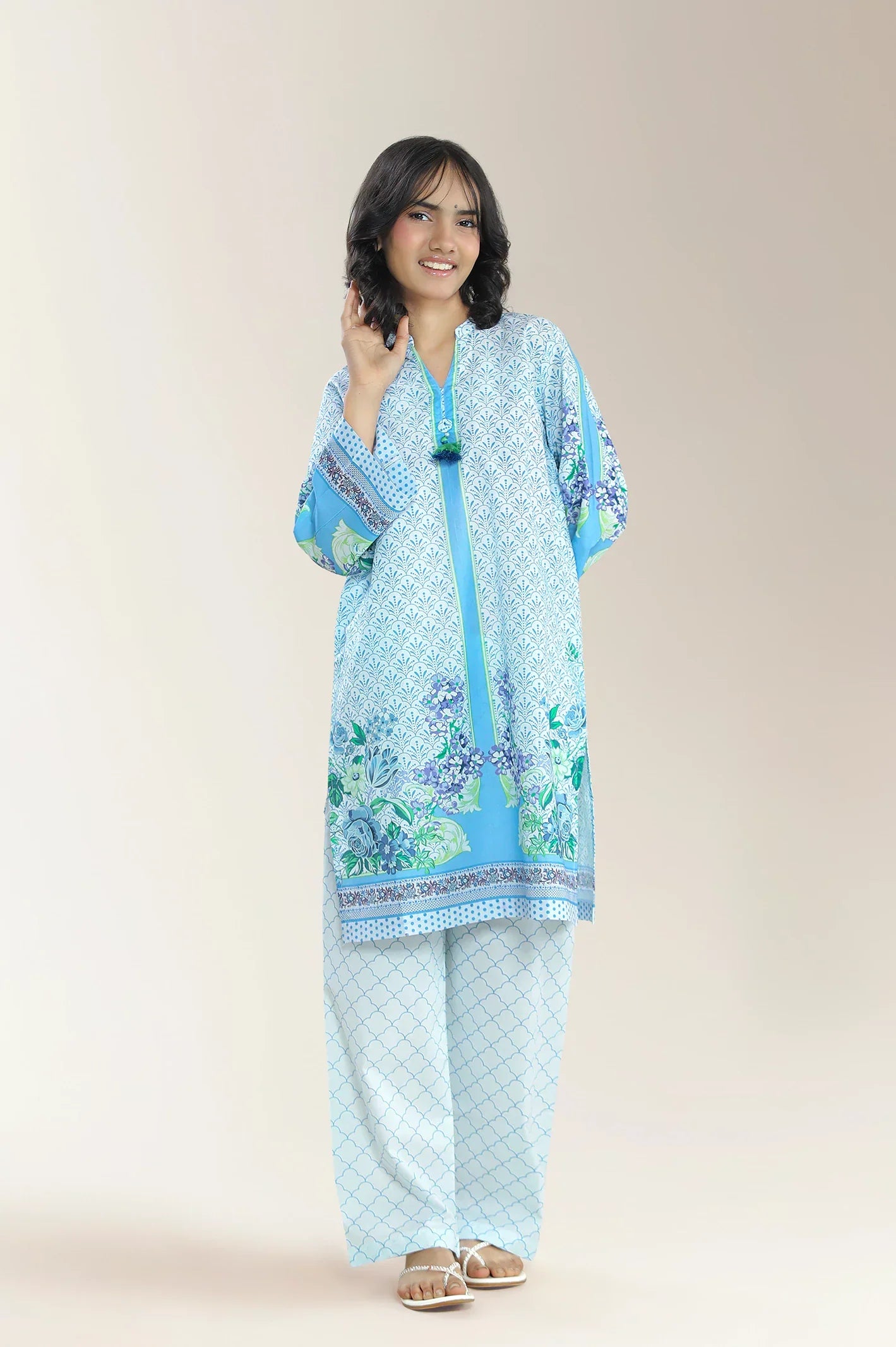 Printed Cambric-Blue Teens 2Pc