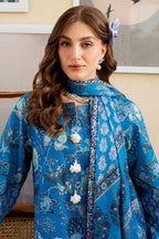 Printed Lawn-Blue Unstitched 3PC