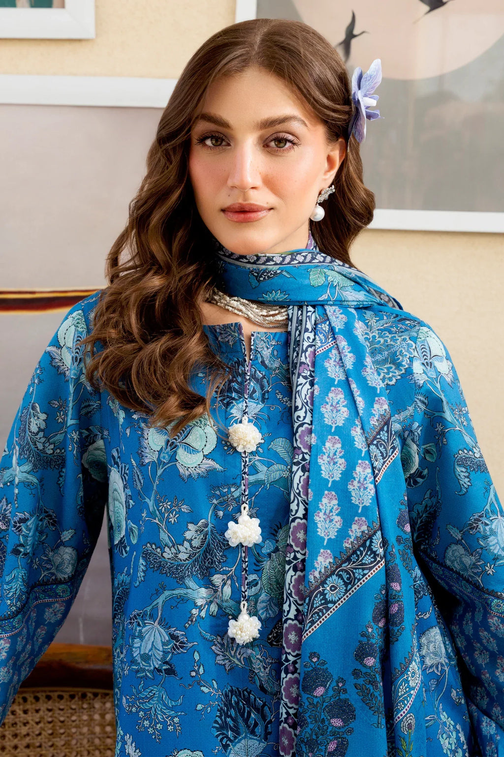 Printed Lawn-Blue Unstitched 3PC
