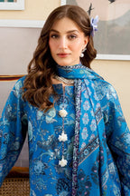 Printed Lawn-Blue Unstitched 3PC