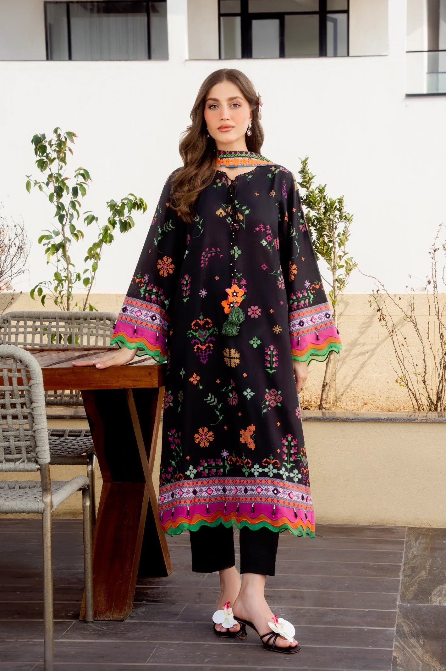Printed Lawn-Black Unstitched 3PC