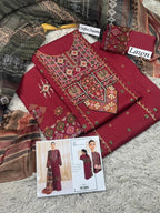 Luxury Airjet Lawn Suit | Heavy Embroidered Sleeves & Digital Chiffon Dupatta