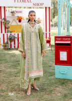 Bin Ilyas Luxury Lawn Collection Heavy Embroidery Suit with Organza Dupatta