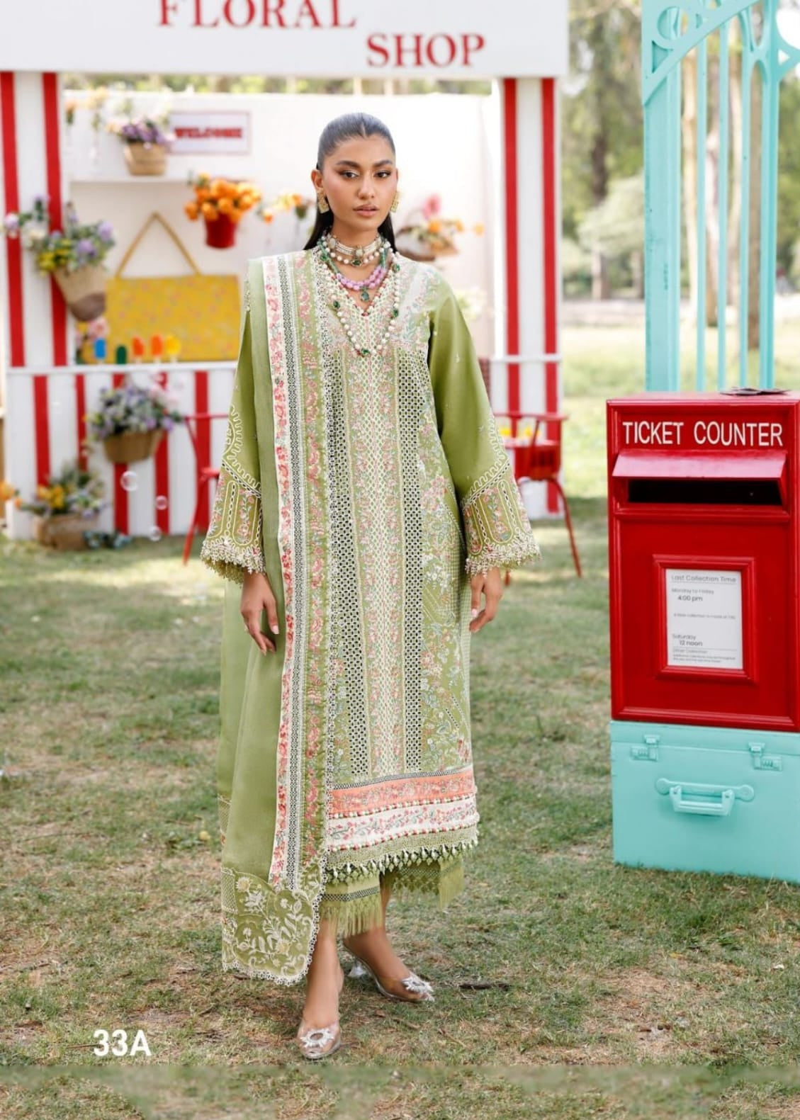 Bin Ilyas Luxury Lawn Collection Heavy Embroidery Suit with Organza Dupatta