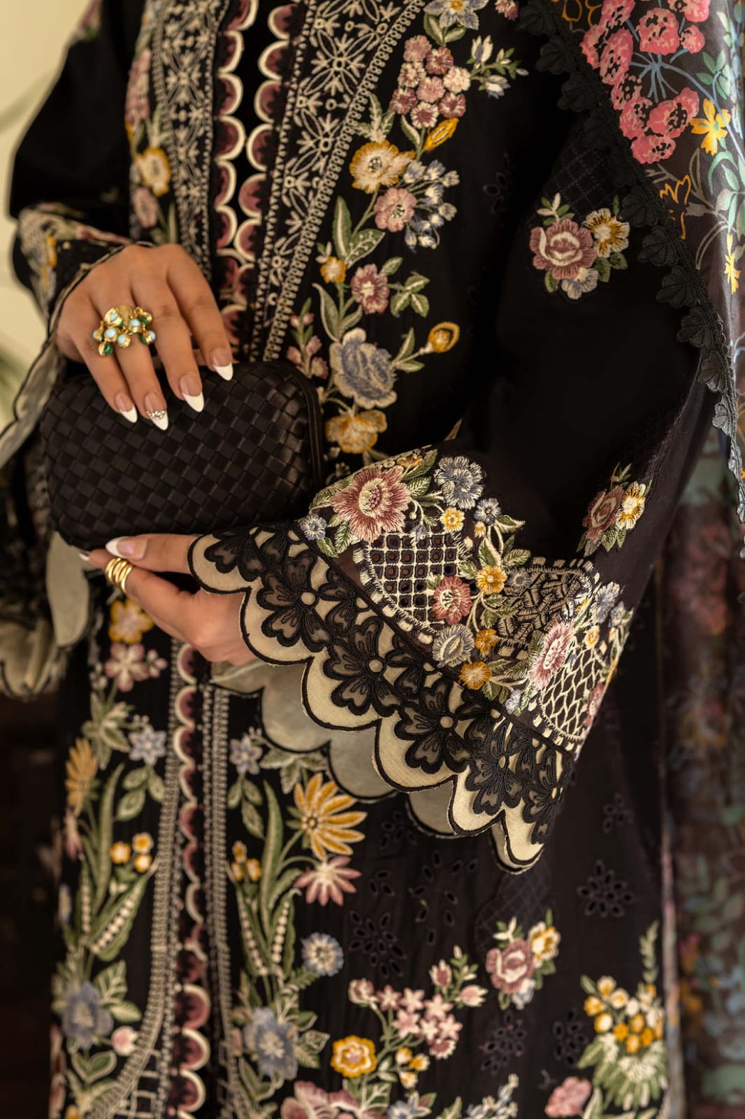 Maryam Hussain Luxury Lawn Collection Heavy Embroidery Suit with Cotton Voile Dupatta