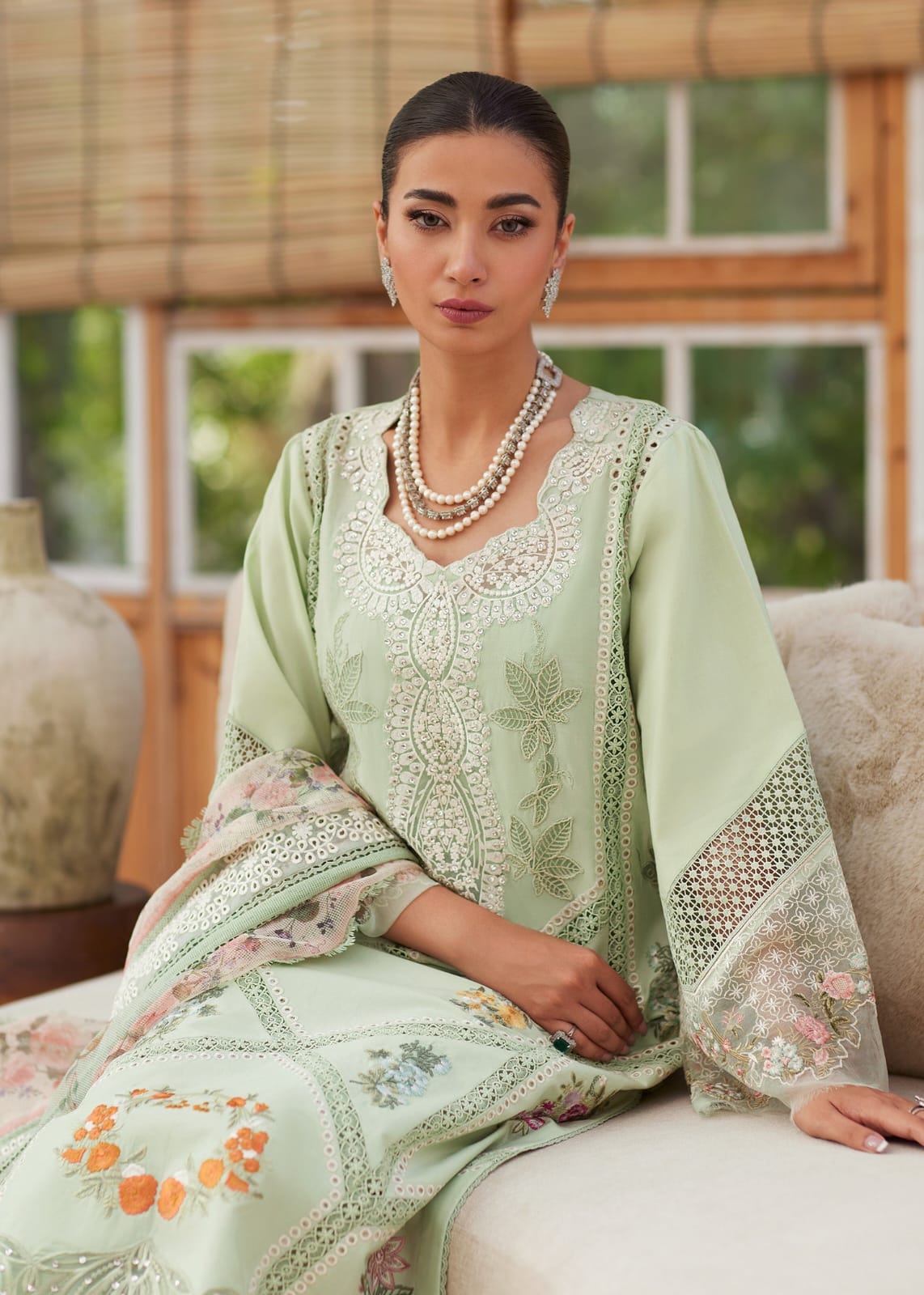 Crimson Luxury Lawn Collection Heavy Embroidery Suit with Khaddi Net Dupatta