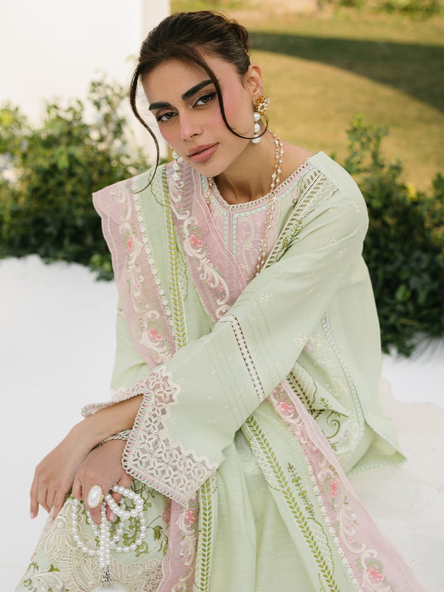 Bin Ilyas Luxury Lawn Collection Heavy Embroidery Suit with Cotton Net Dupatta