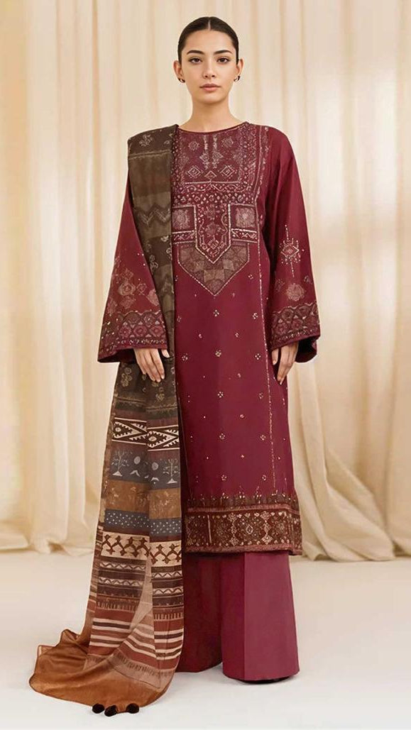 Embroidered Lawn Collection Heavy Embroidery Suit with Chiffon Printed Dupatta