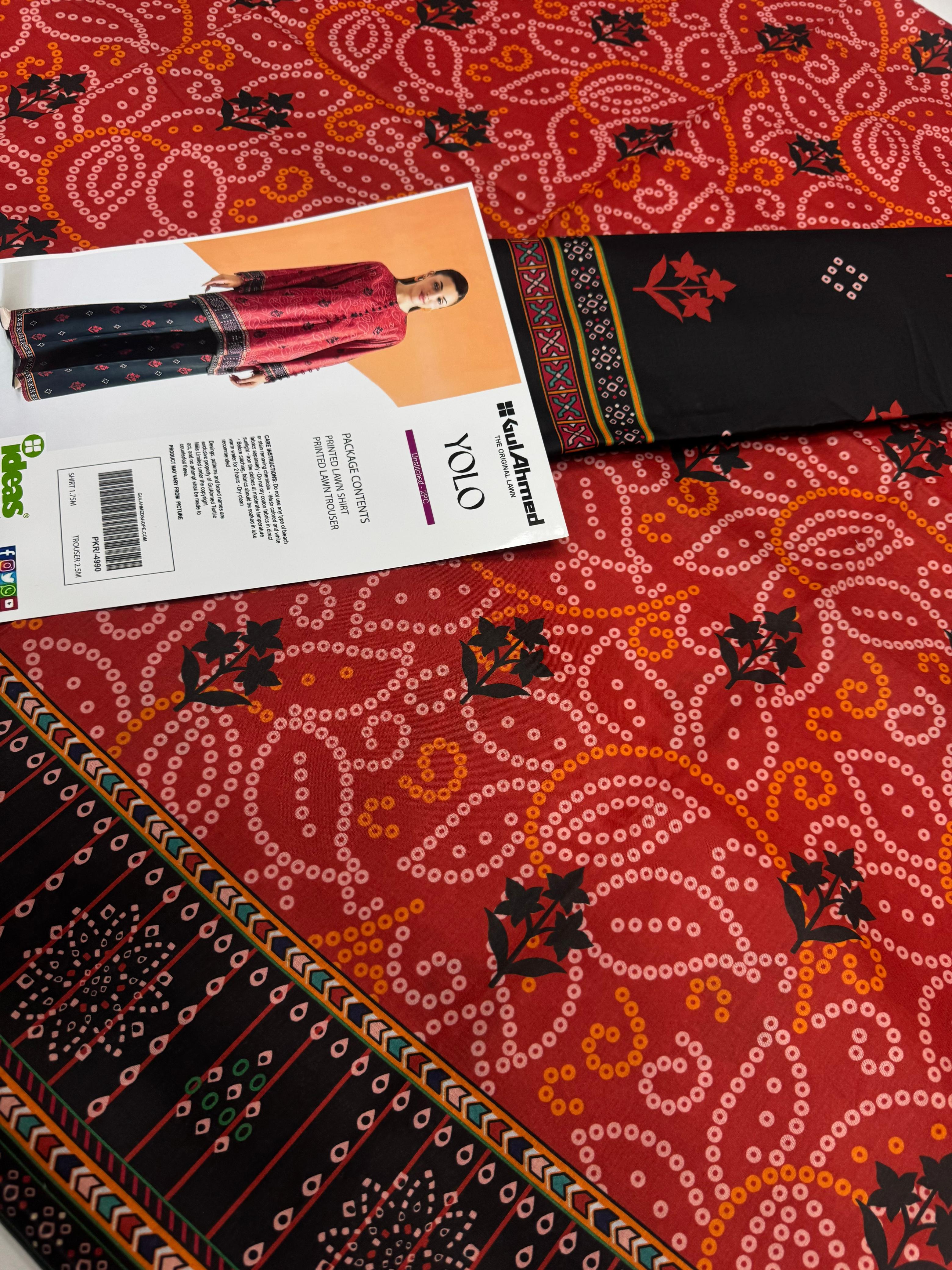 Gul Ahmad Co-ords Sets - Digital Printed Shirt & Trouser with Original Stamp