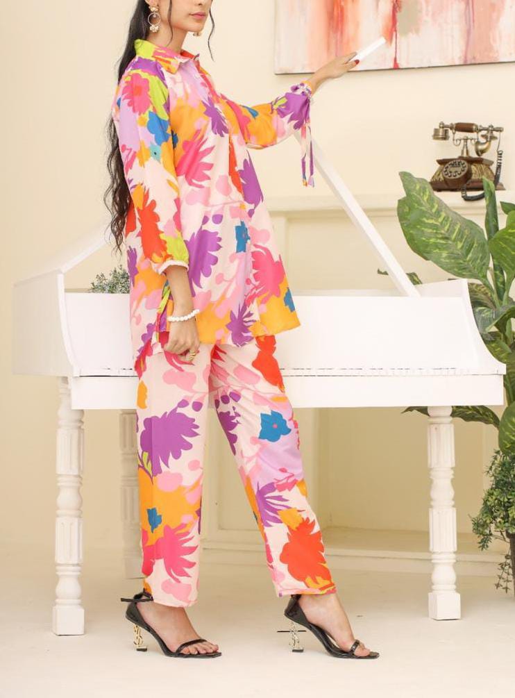 New Arrival Stitched 2 Piece Printed Suit for Women – Premium Grip Four Season Shirt & Trouser (Size M)