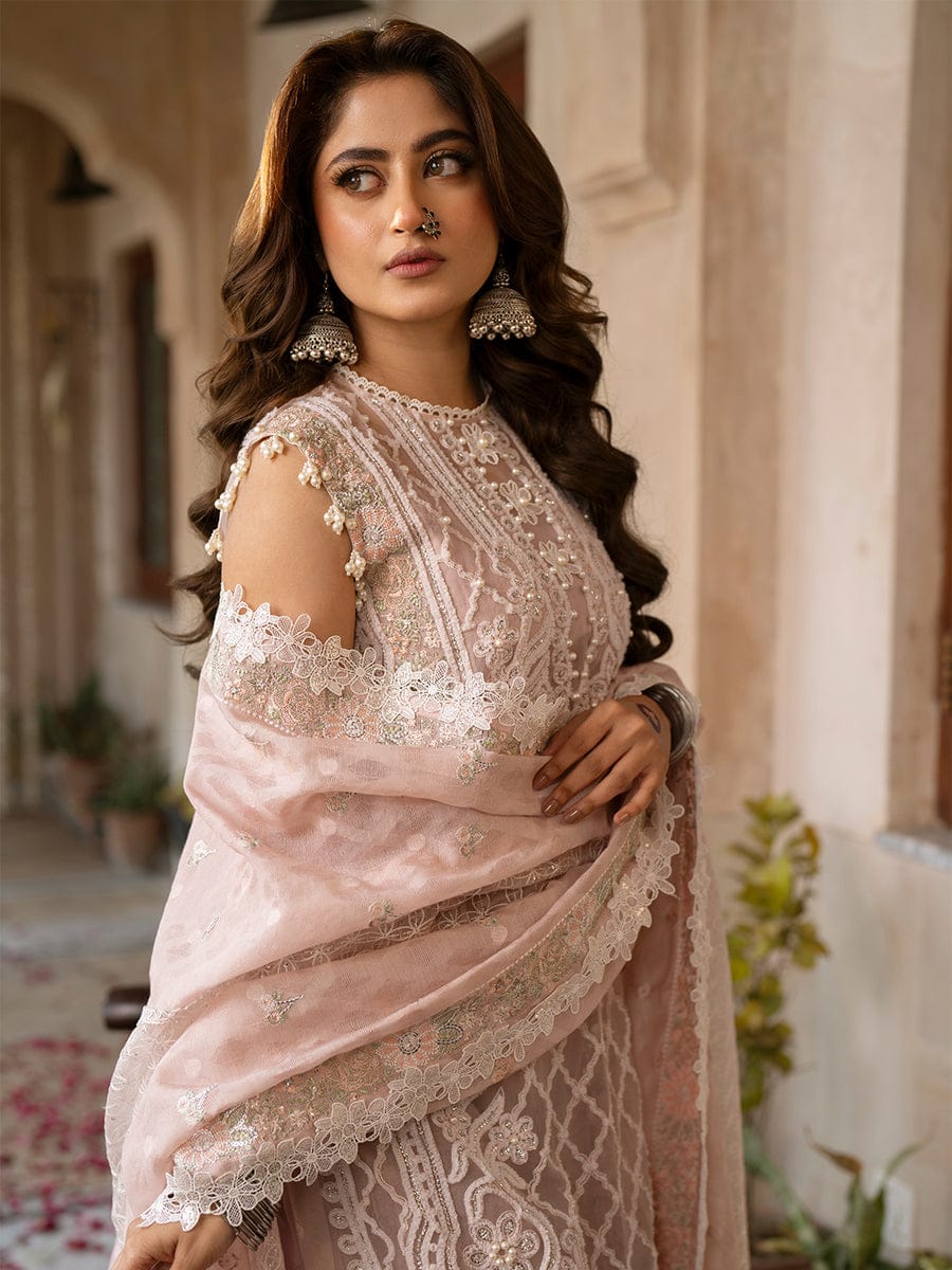 BIN ILYAS Dilbaro Luxury Tufting & Sequence Embroidered Organza Suit