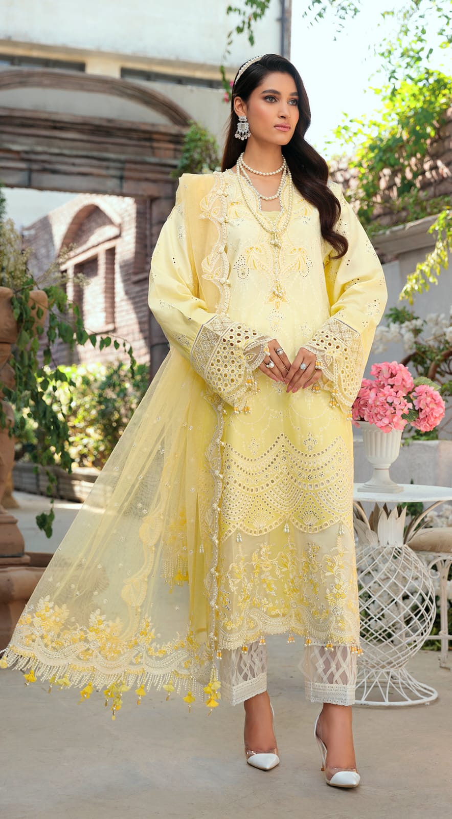 ANAYA Luxury Chikankari & Sequence Embroidered Airjet Lawn Suit with Bamber Chiffon Dupatta