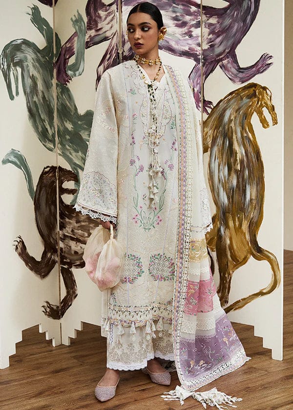 SUFFUSE Luxury Lawn Heavy Embroidery Suit with Stripe Net Dupatta