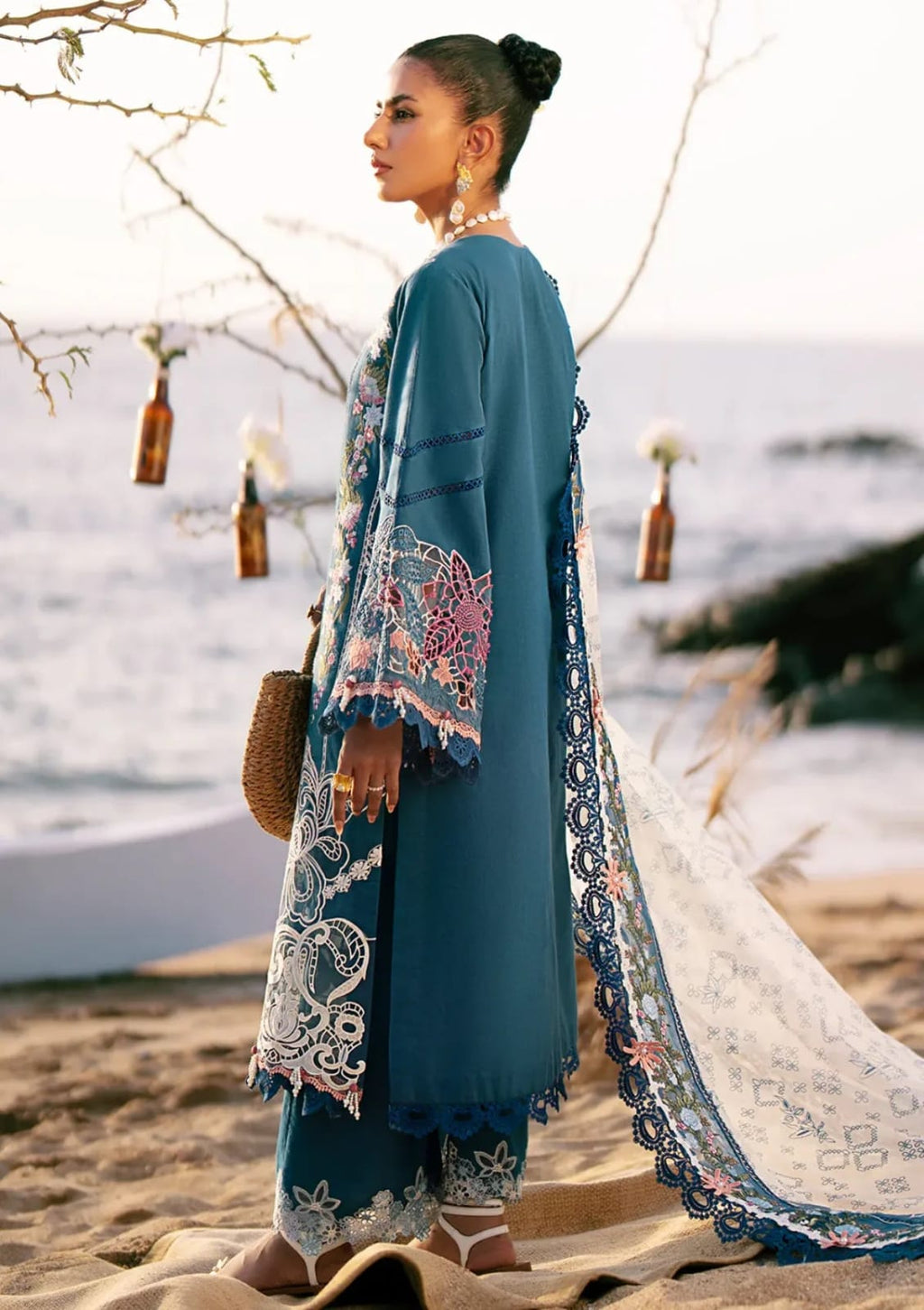 AJR Luxury Lawn Heavy Embroidered Collection with Organza Lace