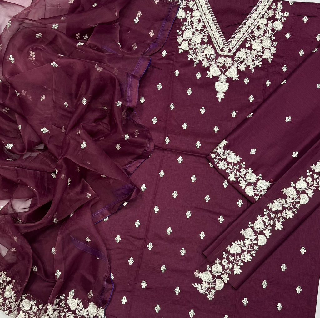 Summer Hit Codes Airjet Lawn 3-Piece – Heavy Embroidered Neck, Sleeves & Organza Dupatta