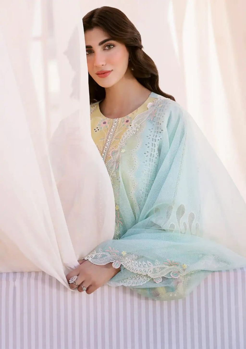 Bin Ilyas Clara Luxury Lawn Suit – Heavy Embroidered Lawn with Cotton Net Dupatta | Royal Boutique Pakistan