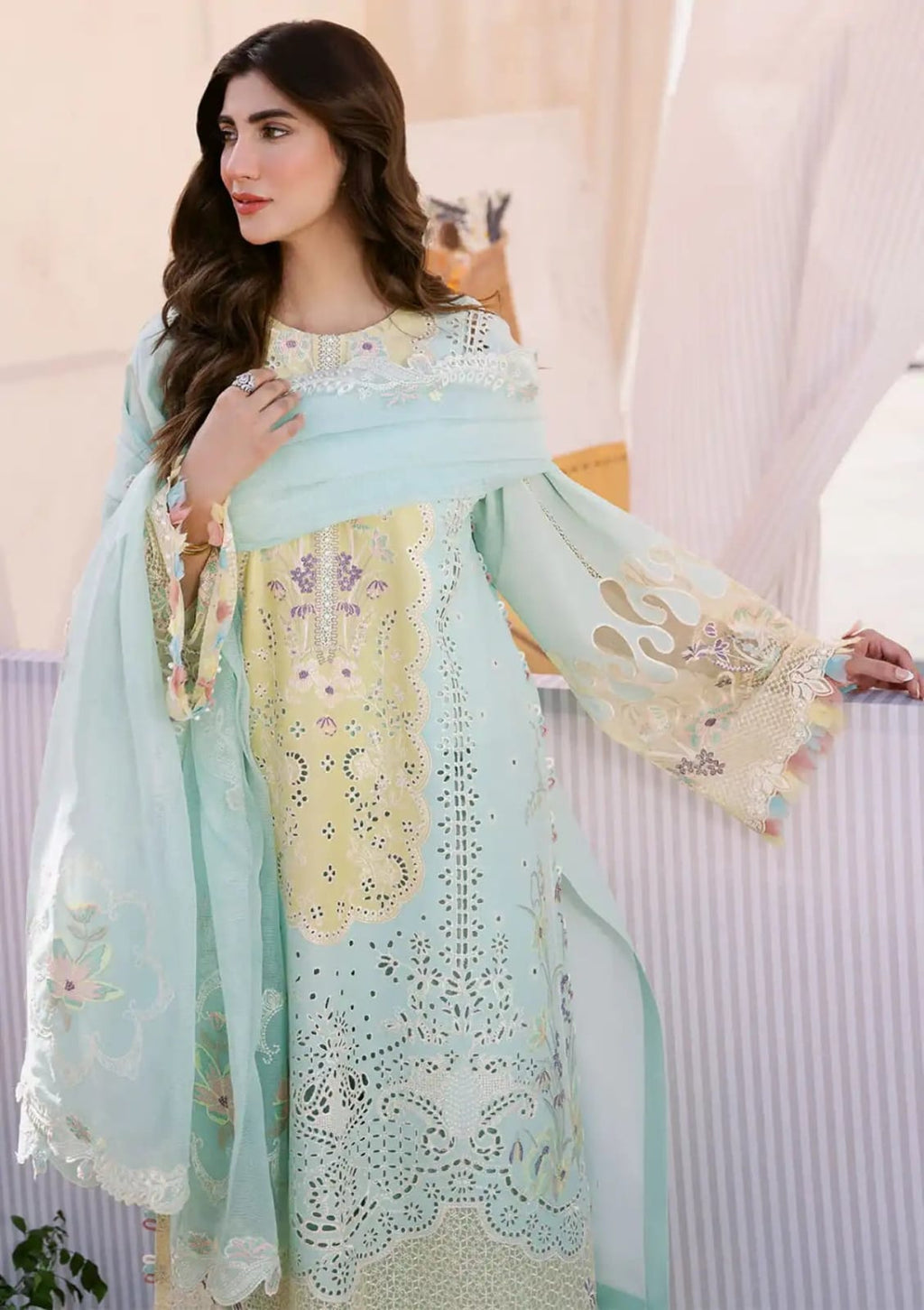 Bin Ilyas Clara Luxury Lawn Suit – Heavy Embroidered Lawn with Cotton Net Dupatta | Royal Boutique Pakistan