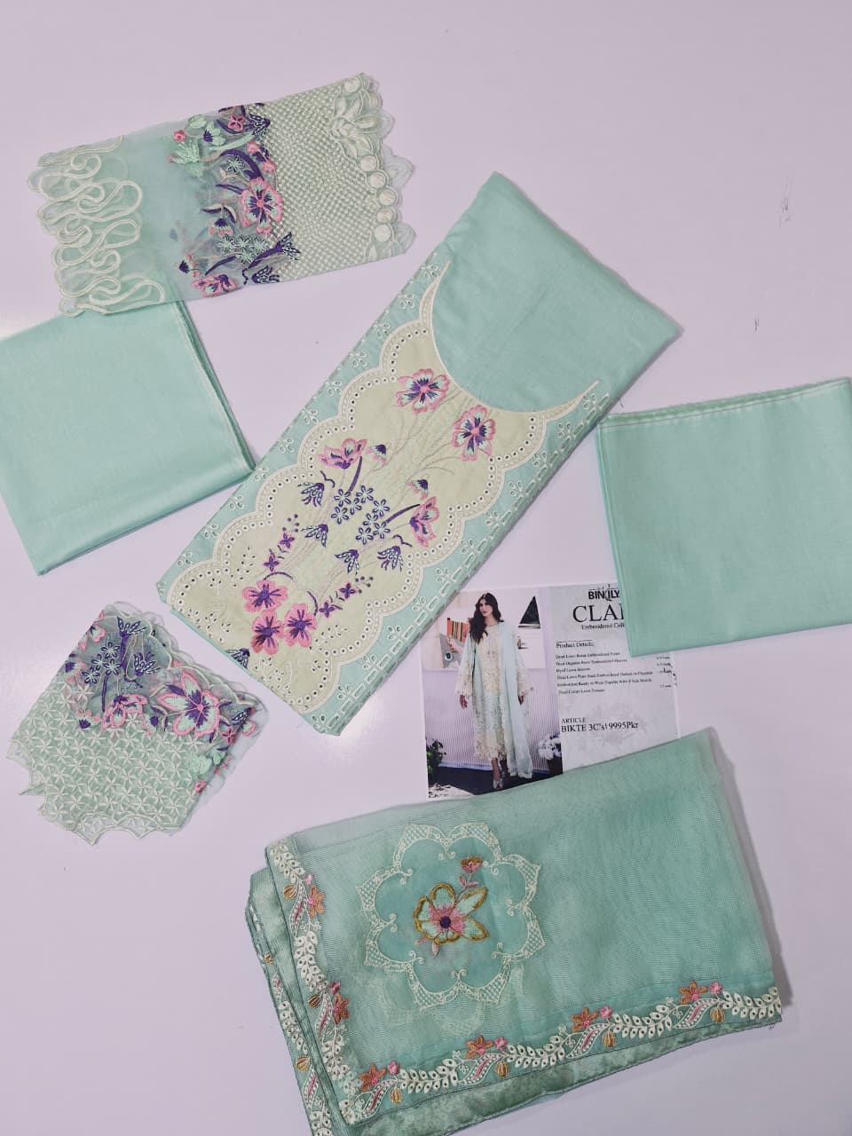 Bin Ilyas Clara Luxury Lawn Suit – Heavy Embroidered Lawn with Cotton Net Dupatta | Royal Boutique Pakistan