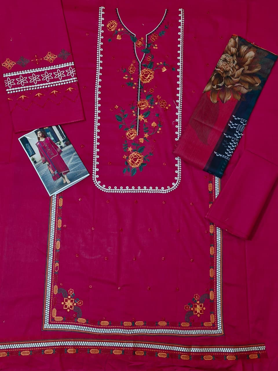 Pure Lawn Suit | Heavy Embroidered Lawn with Chiffon Dupatta