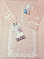 Blush Pink Embroidered Lawn Suit with Chiffon Printed Dupatta – Elegant Women’s Wear