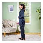 Women’s Blue Silk Pajama Set – Luxury Satin Nightwear Two-Piece Suit