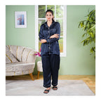 Women’s Blue Silk Pajama Set – Luxury Satin Nightwear Two-Piece Suit